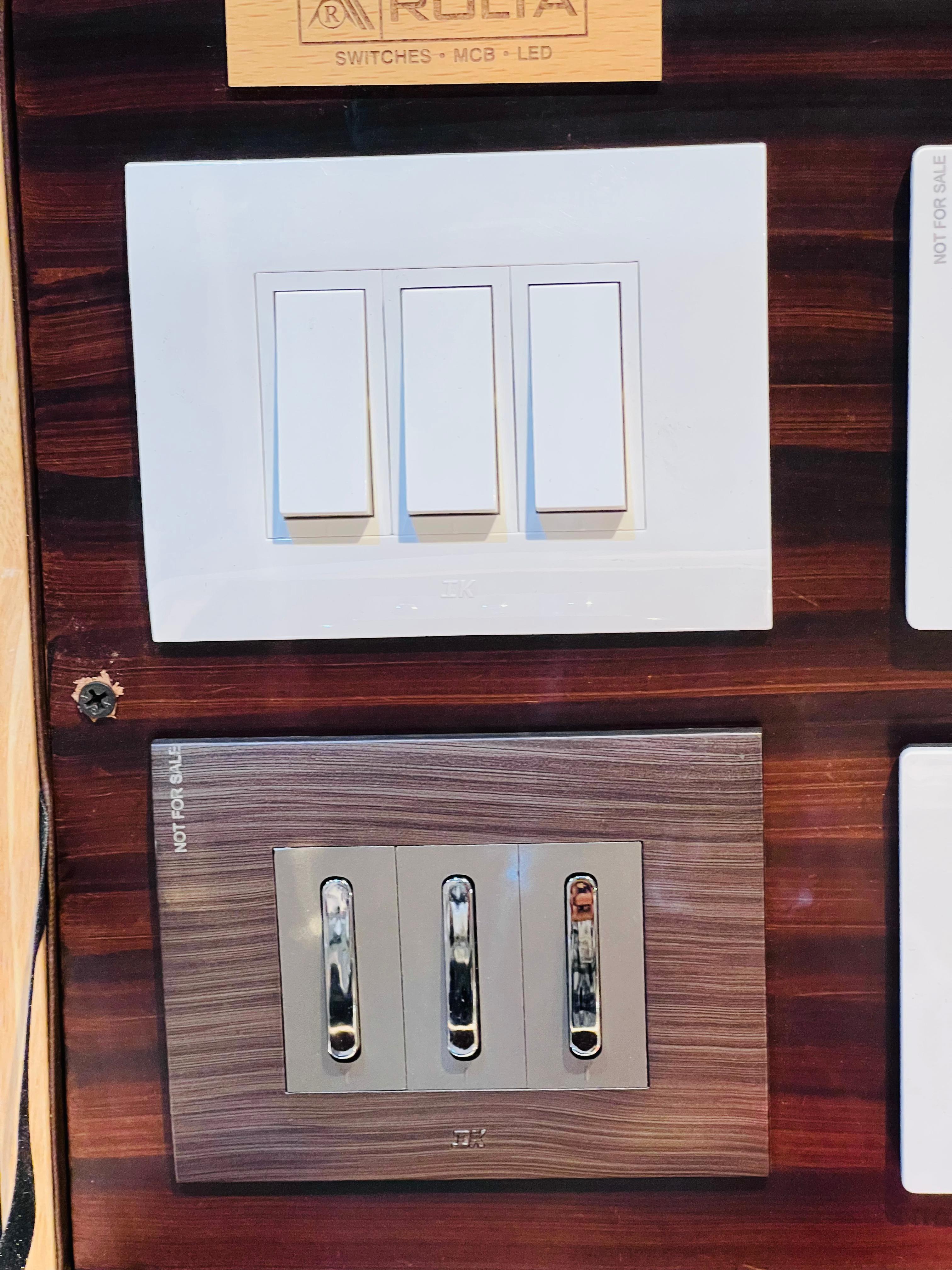 Classic White and Wood-Textured Switches