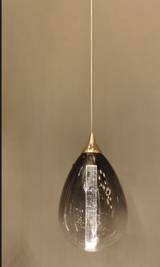 Smoked Glass Teardrop Pendant