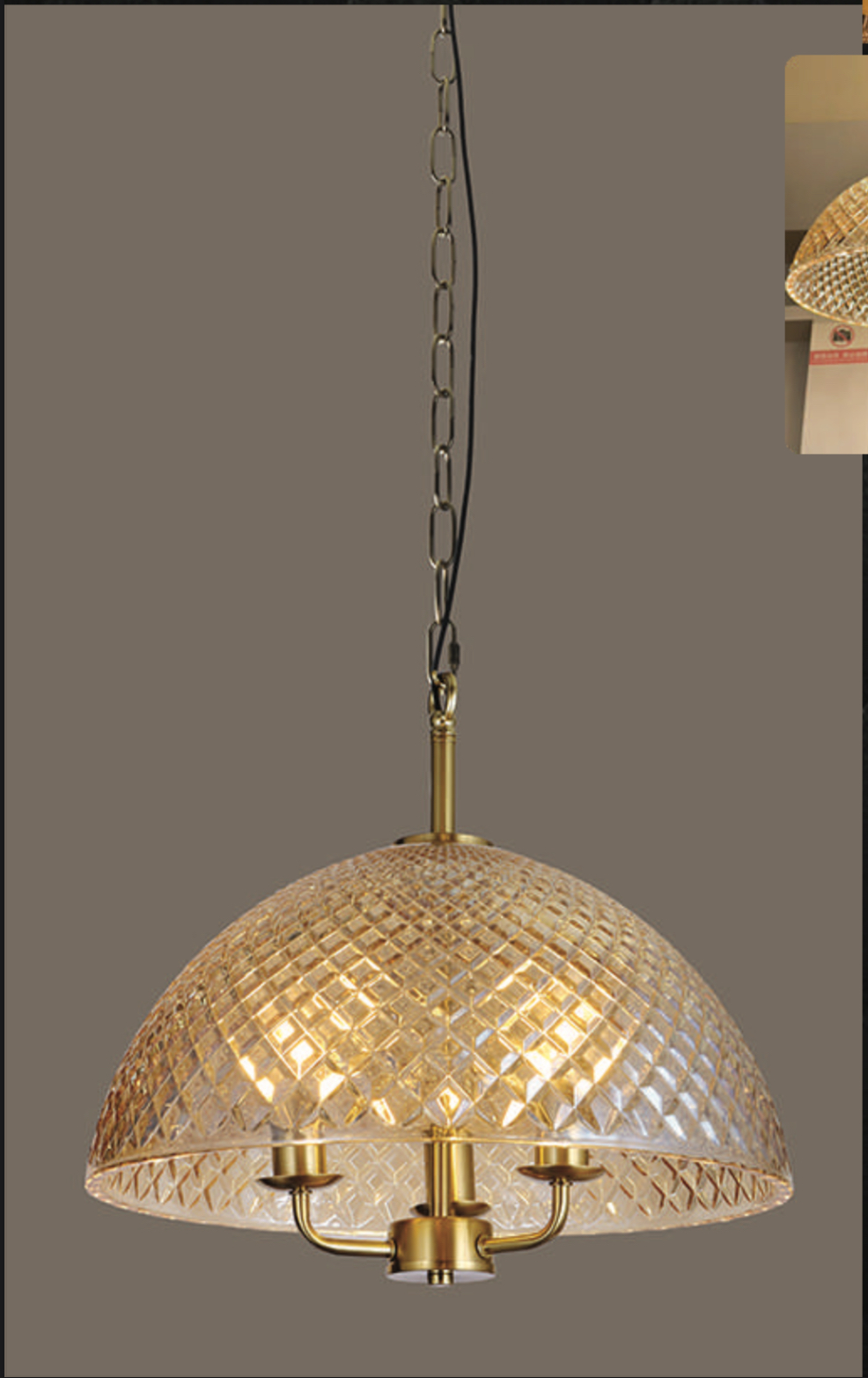 Diamond-Cut Glass Dome Pendant