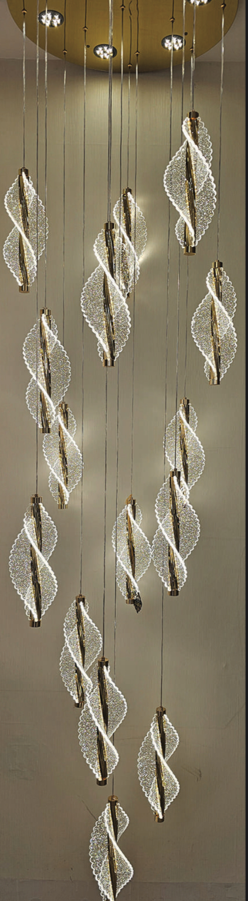Geometric Crystal Column Chandelier