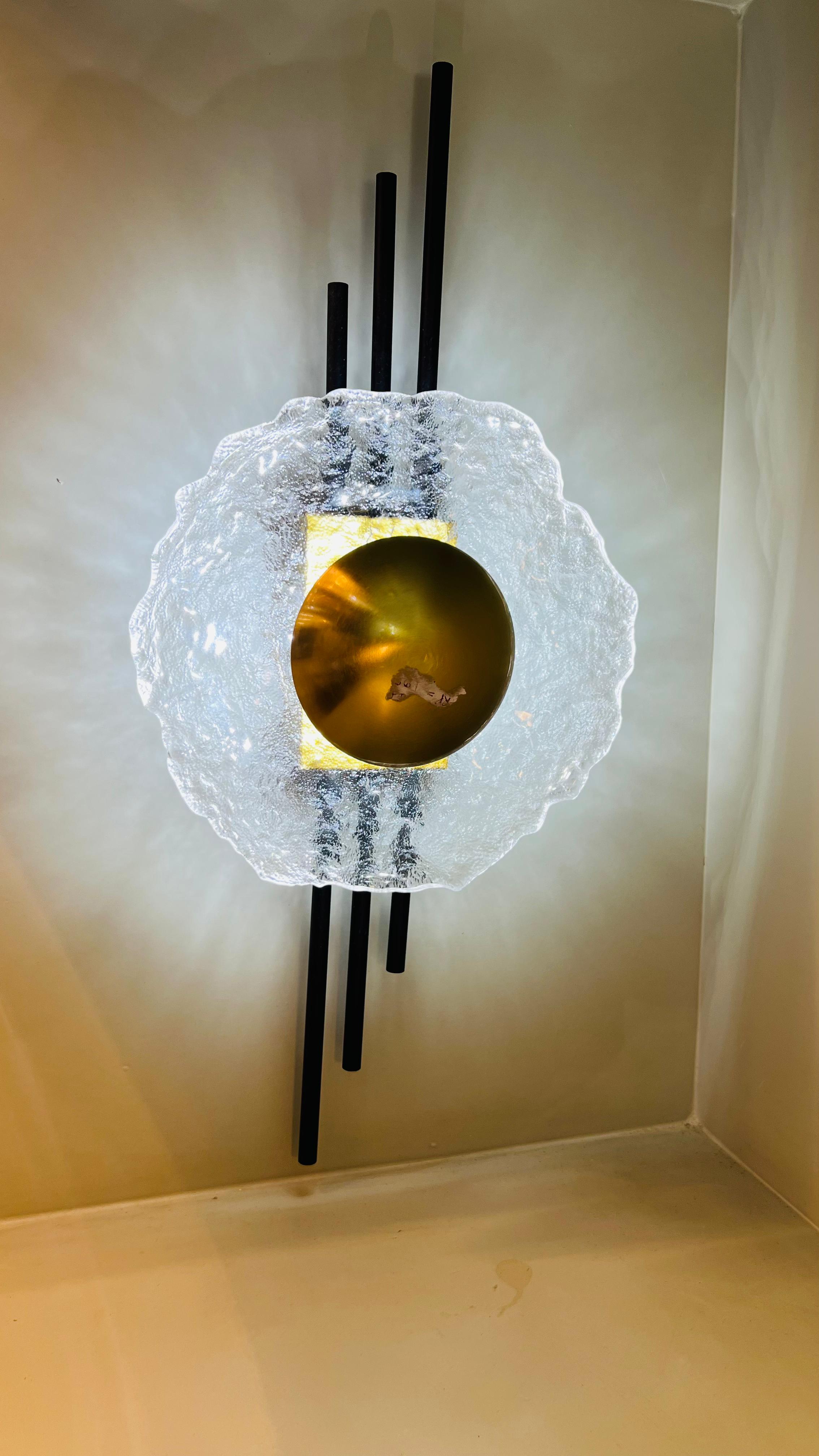Golden Disc & Crystal Orb Chandelier